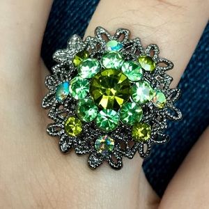 Vintage Green Gemstone Adjustable Ring (NWOT)